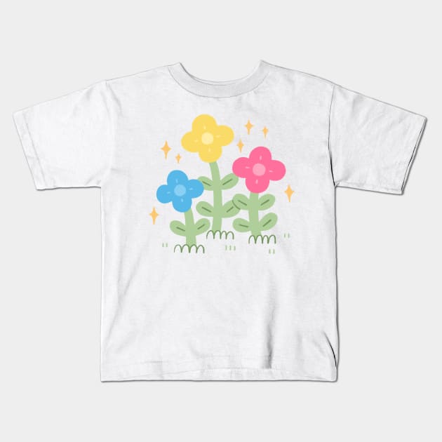 Pansexual Pride Flowers Kids T-Shirt by Niamh Smith Illustrations